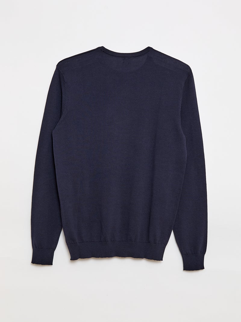 Pull uni à col rond +1m90 bleu marine - Kiabi