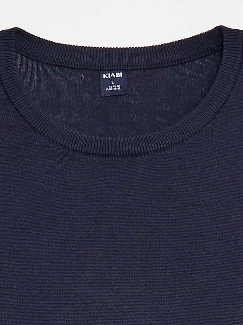 Pull uni à col rond +1m90 bleu marine - Kiabi