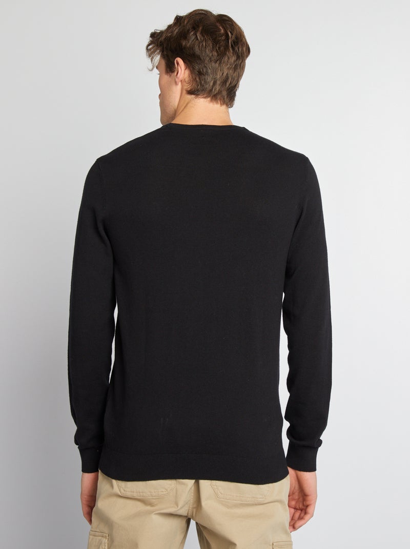 Pull uni à col rond +1m90 noir - Kiabi