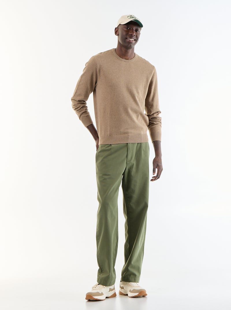 Pull uni à col rond Beige - Kiabi