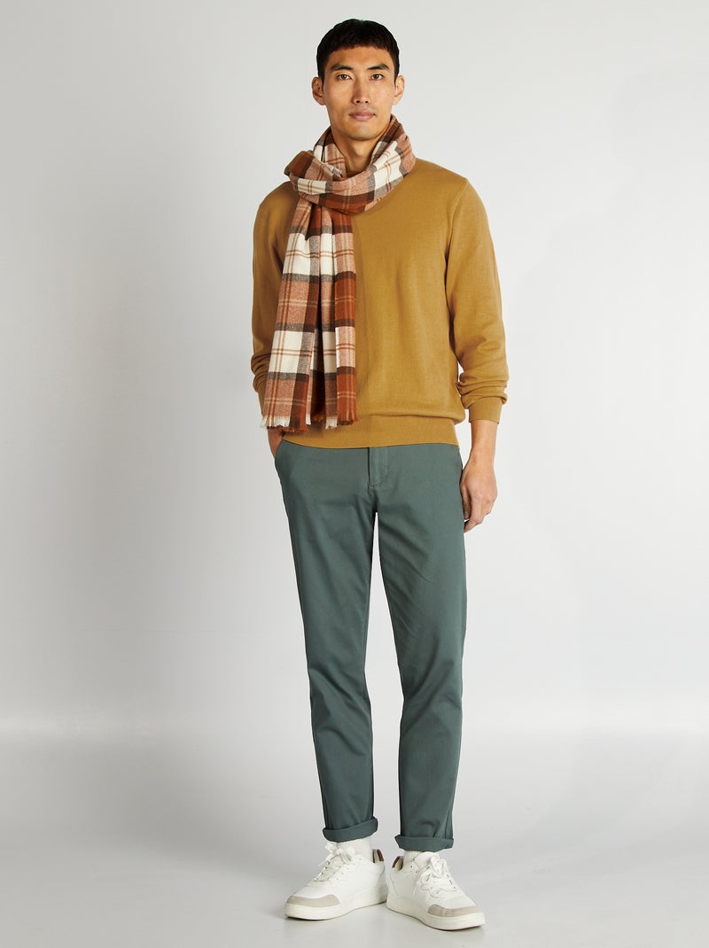 Pull uni à col rond Beige - Kiabi