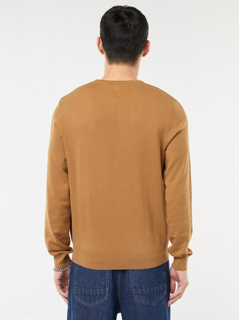 Pull uni à col rond Beige - Kiabi