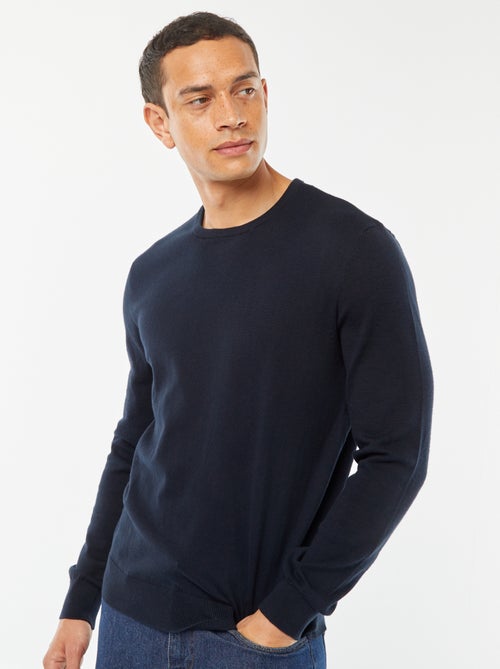 Pull uni à col rond - Kiabi