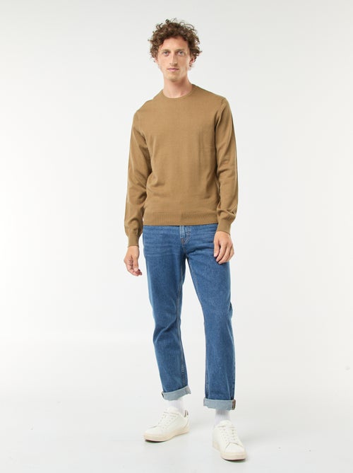 Pull uni à col rond - Kiabi