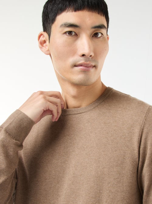 Pull uni à col rond - Kiabi