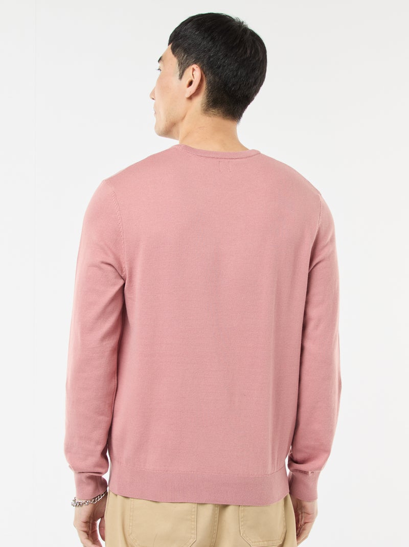 Pull uni à col rond Rose - Kiabi