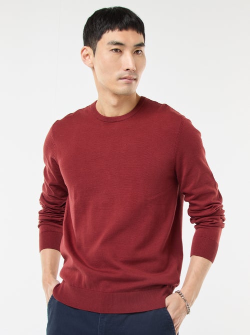 Pull uni à col rond - Kiabi