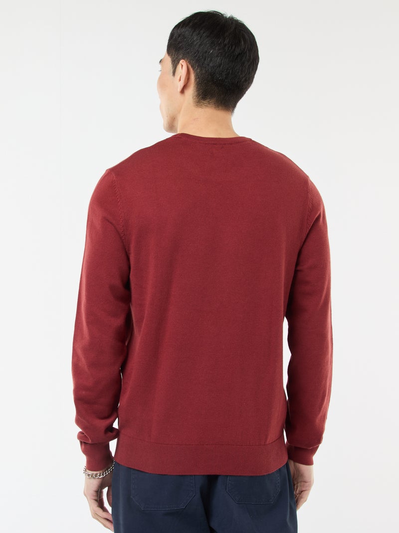 Pull uni à col rond Rouge - Kiabi