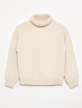Pull uni à col roulé