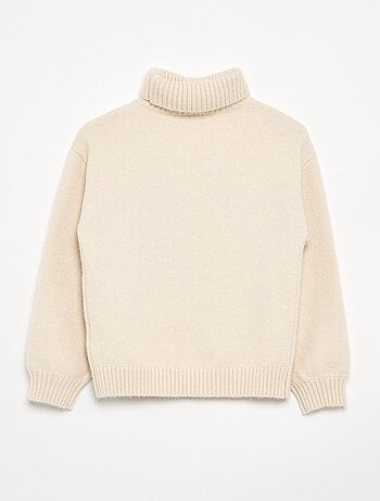 Pull uni à col roulé
