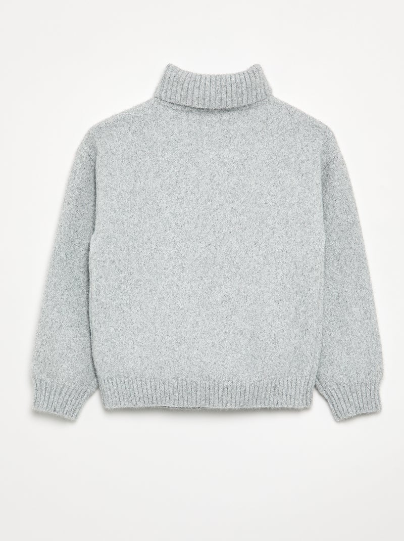 Pull uni à col roulé Gris - Kiabi