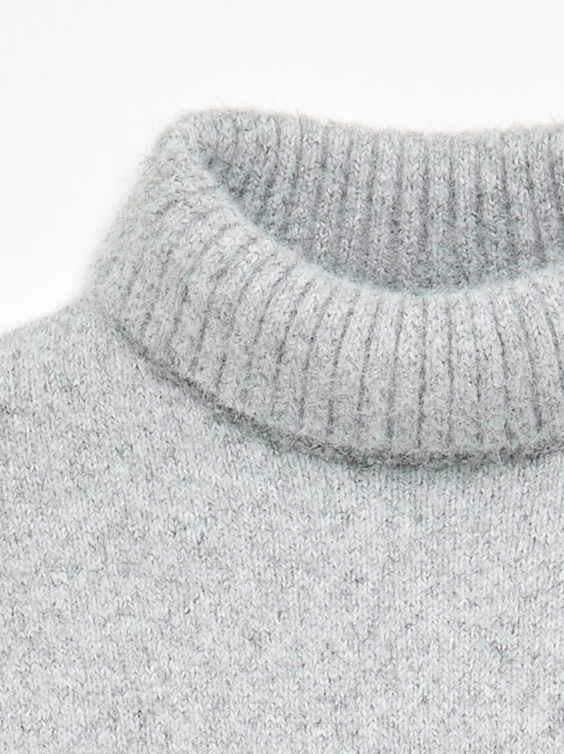 Pull uni à col roulé Gris - Kiabi