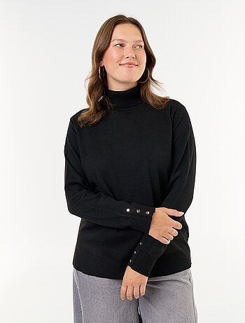 Pull uni à col roulé