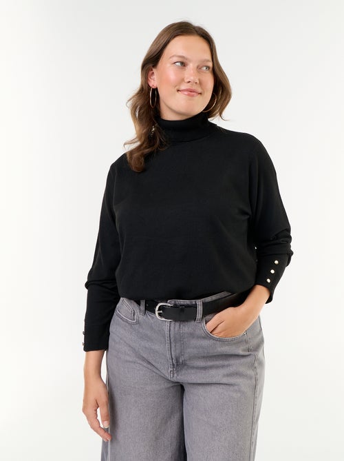 Pull uni à col roulé - Kiabi