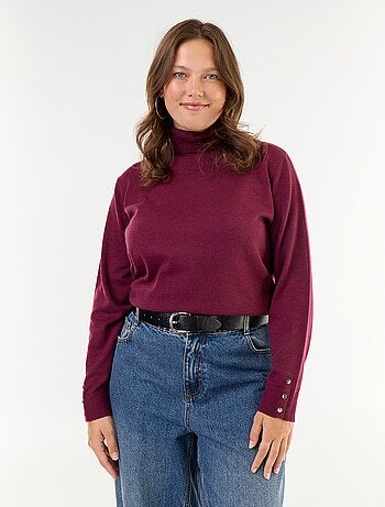 Pull uni à col roulé