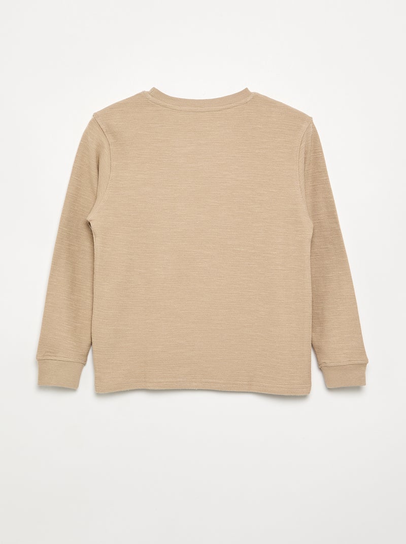Pull uni à manches longues Beige - Kiabi