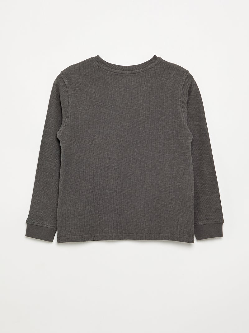 Pull uni à manches longues Gris - Kiabi