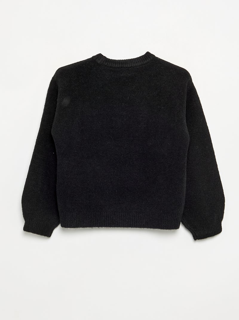 Pull uni à manches longues Noir - Kiabi