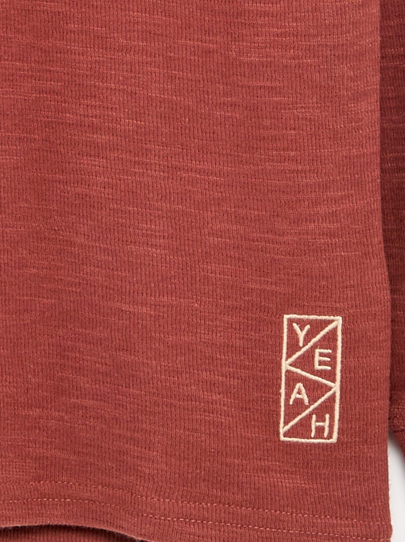 Pull uni à manches longues Rouge - Kiabi