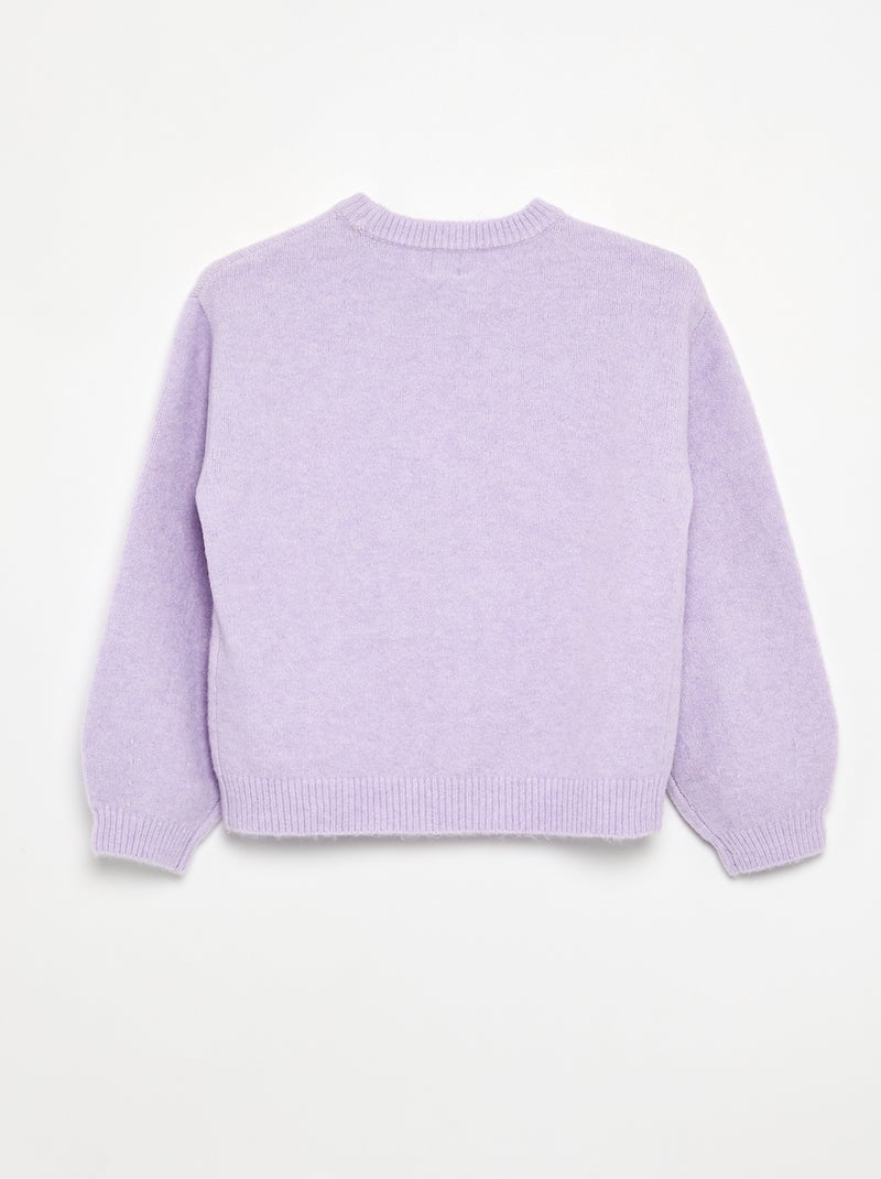 Pull uni à manches longues Violet - Kiabi