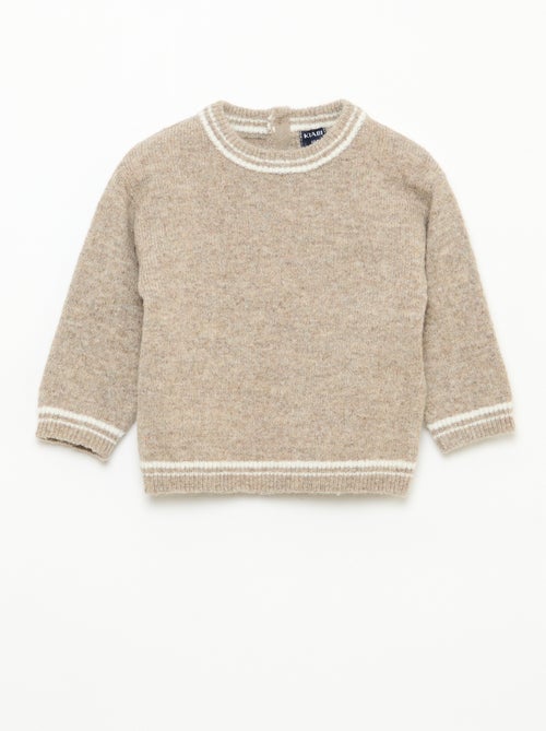 Pull uni avec bords contrastés - Kiabi