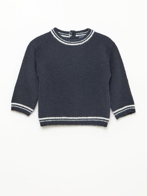 Pull uni avec bords contrastés - Kiabi