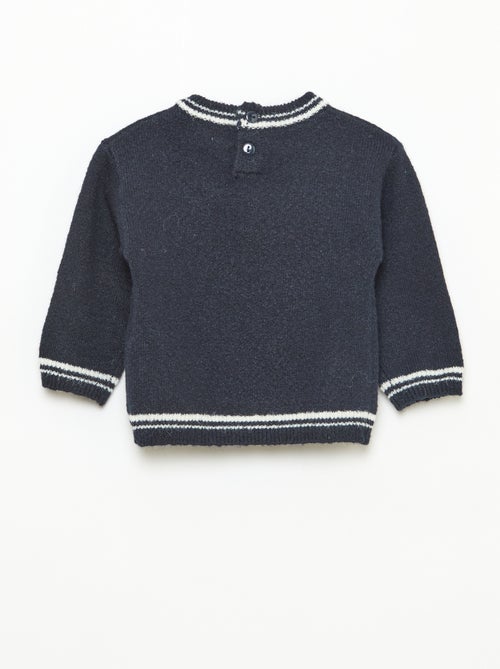 Pull uni avec bords contrastés - Kiabi