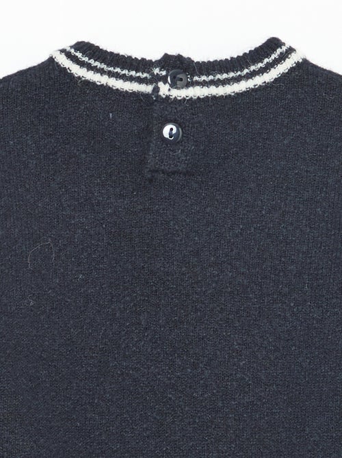 Pull uni avec bords contrastés - Kiabi