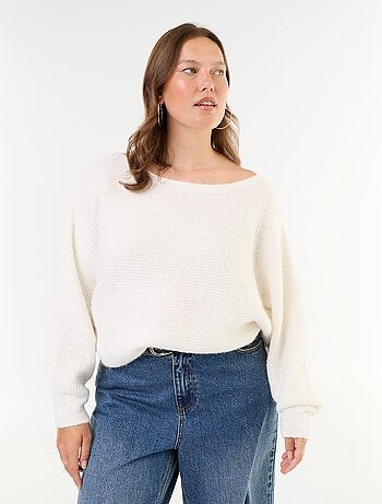 Pull uni avec col bateau et emmanchures basses