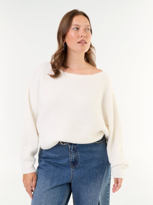 Pull uni avec col bateau et emmanchures basses - Kiabi