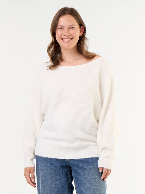 Pull uni avec col bateau et emmanchures basses - Kiabi