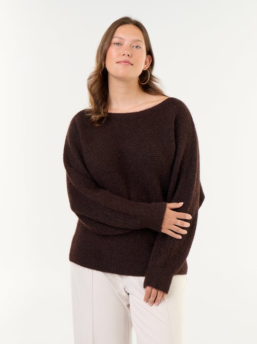 Pull uni avec col bateau et emmanchures basses - Kiabi