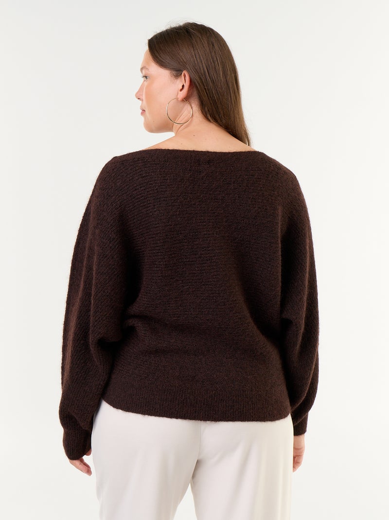 Pull uni avec col bateau et emmanchures basses Marron - Kiabi