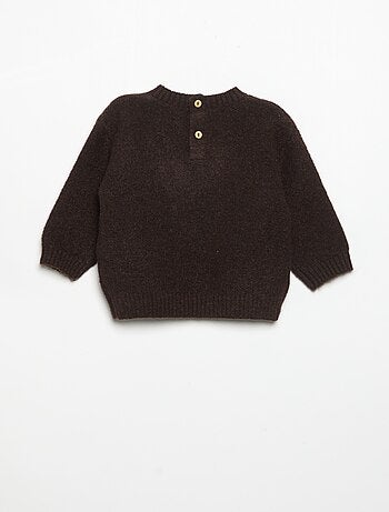 Pull uni avec petite broderie 'renard'