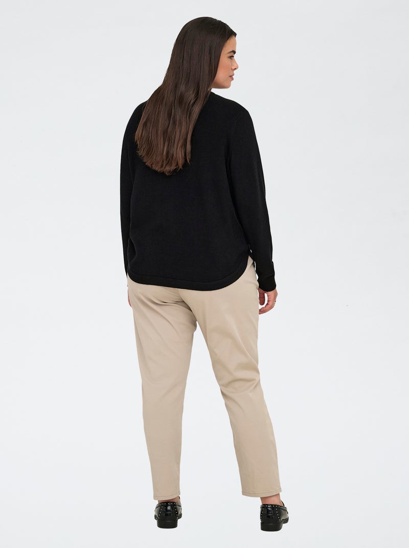 Pull uni boutonné Noir - Kiabi