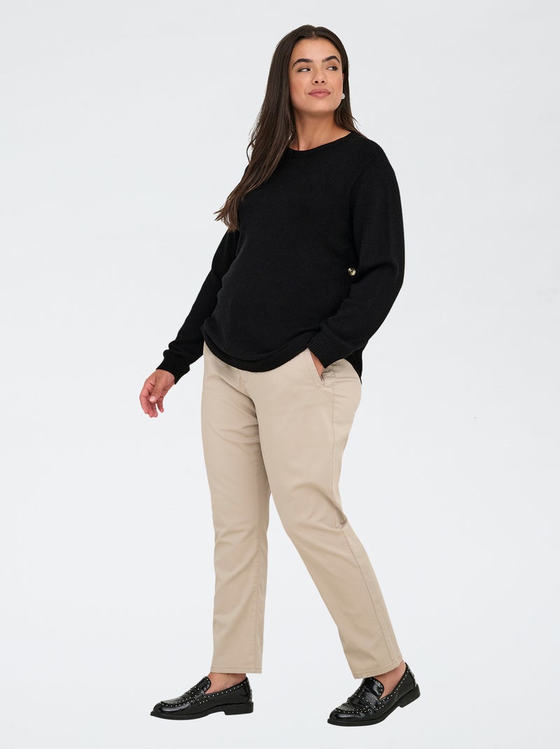 Pull uni boutonné Noir - Kiabi