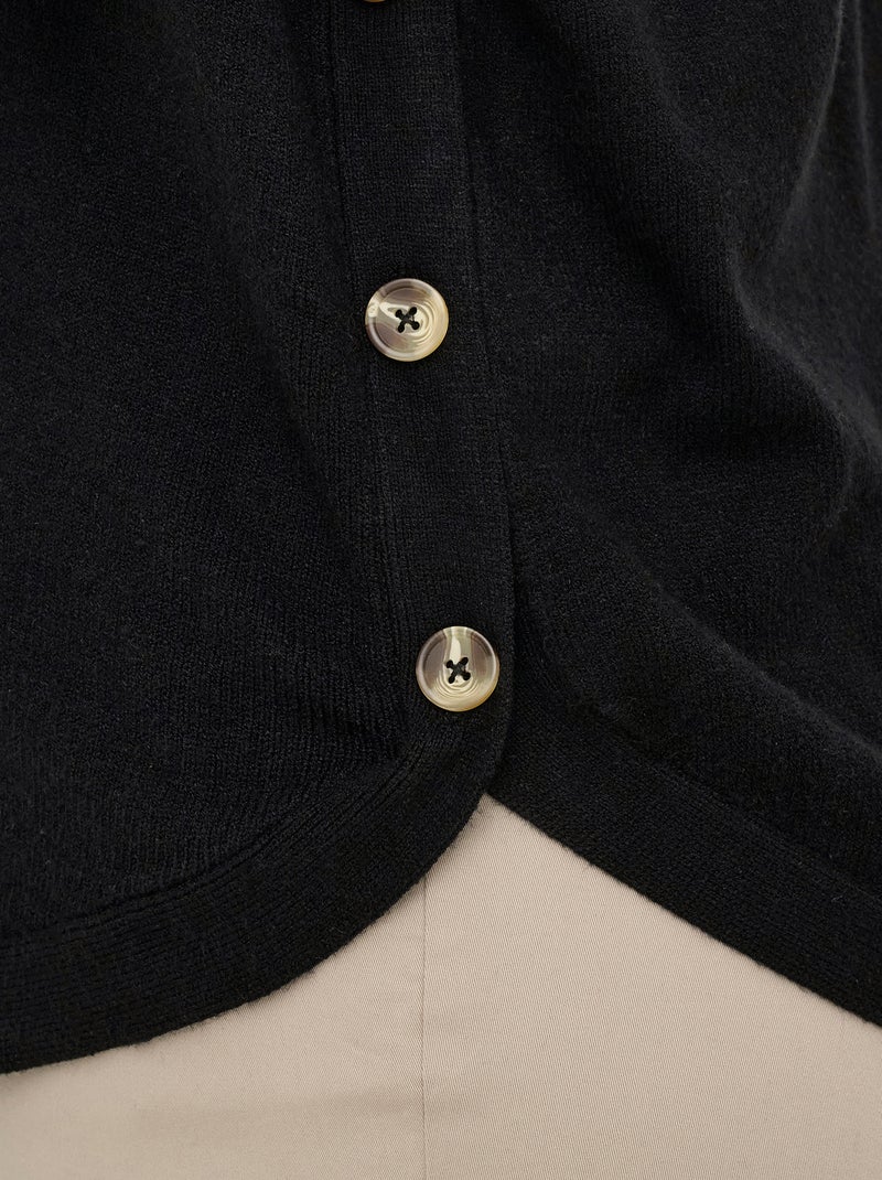 Pull uni boutonné Noir - Kiabi