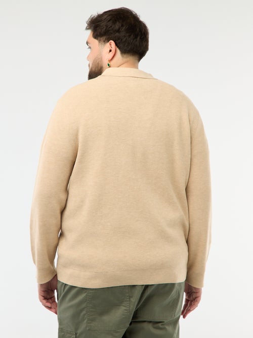 Pull uni col polo boutonné - Kiabi