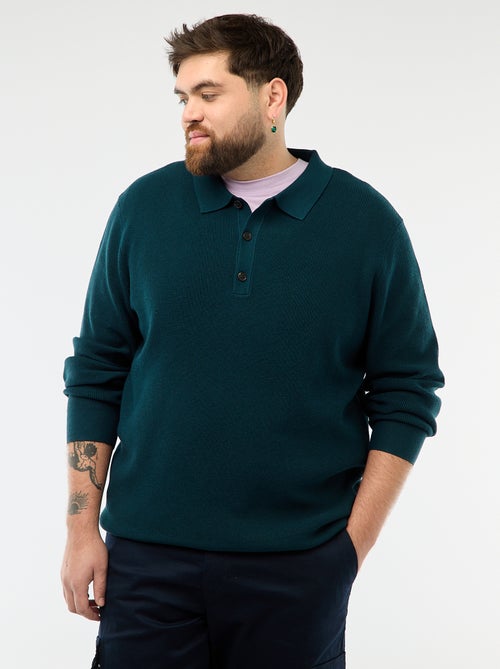 Pull uni col polo boutonné - Kiabi