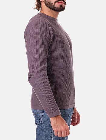 Pull uni col rond fine maille