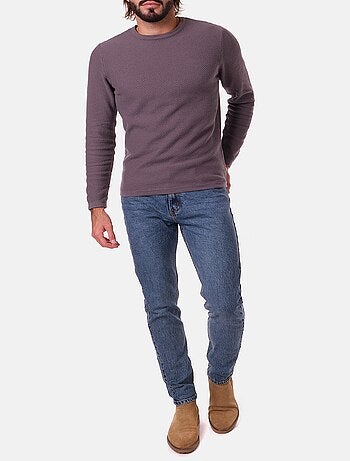 Pull uni col rond fine maille