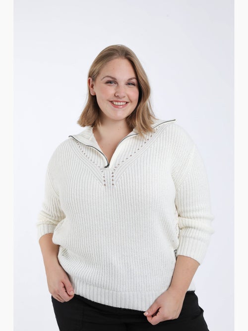 Pull uni col zippé PAPRIKA - Kiabi