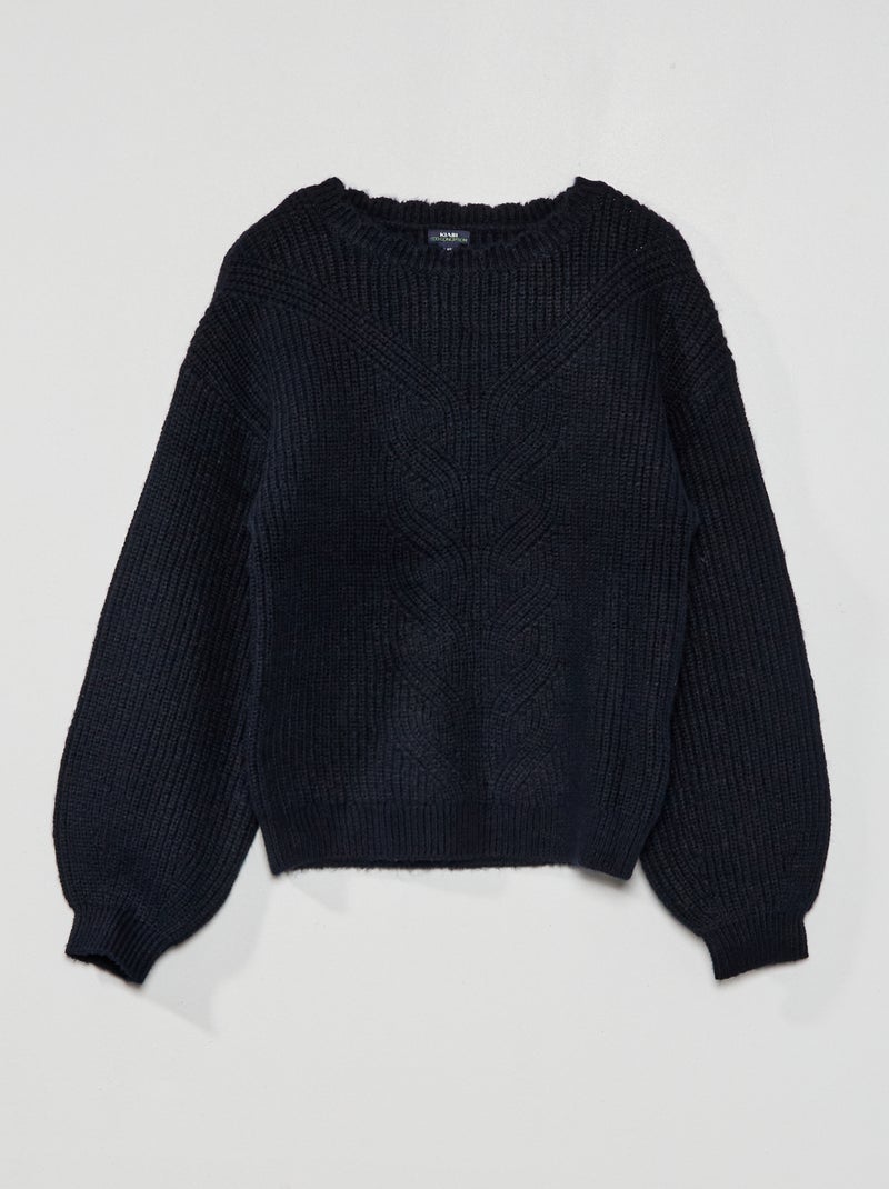 Pull uni en grosse maille bleu marine - Kiabi