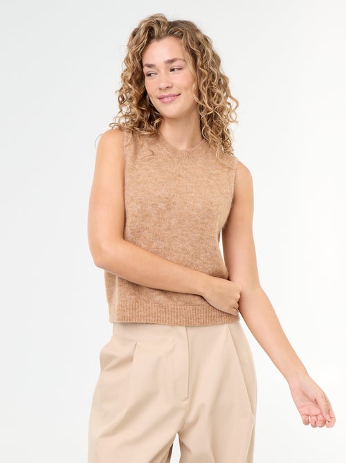 Pull uni en maille chaude sans manches - Kiabi Pull uni en maille chaude sans manches - Kiabi