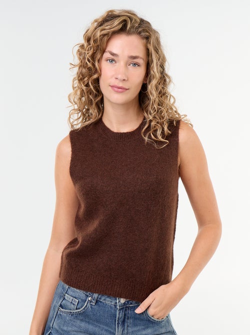 Pull uni en maille chaude sans manches - Kiabi Pull uni en maille chaude sans manches - Kiabi
