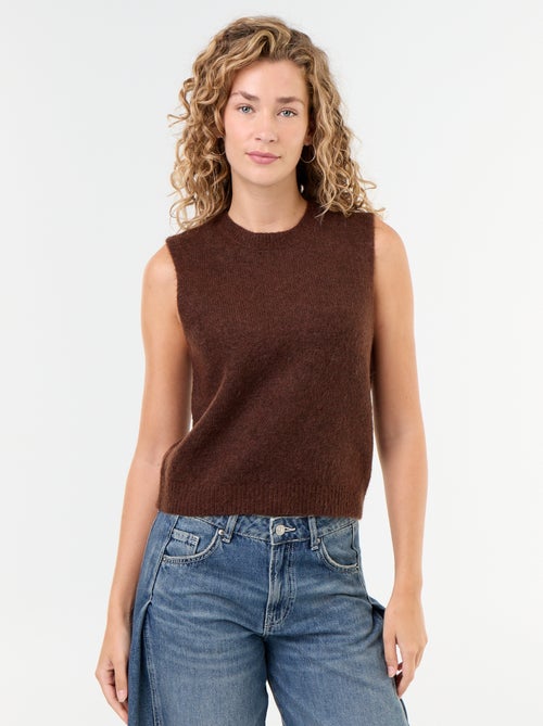 Pull uni en maille chaude sans manches - Kiabi Pull uni en maille chaude sans manches - Kiabi