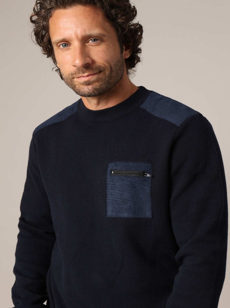 Pull uni en maille 'Deeluxe' Bleu nuit - Kiabi
