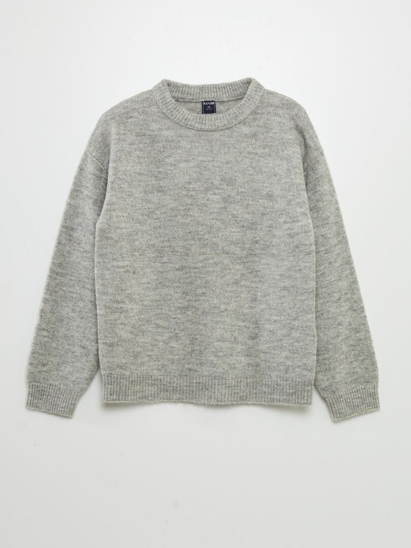 Pull uni en maille Gris - Kiabi