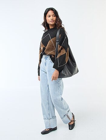 Pull uni en maille grosse jauge