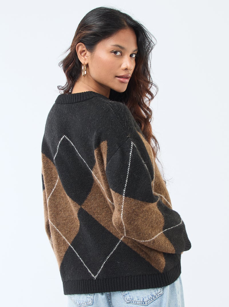 Pull uni en maille grosse jauge Marron - Kiabi